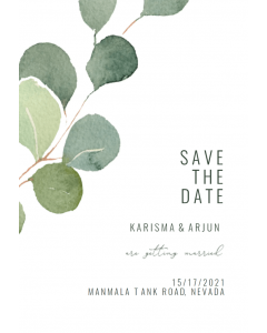 Personalized Eucalyptus leaves Save the Date Invitation Card