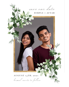 Buy Customized Ivy Gold Frame Save the Date Photo Card Online