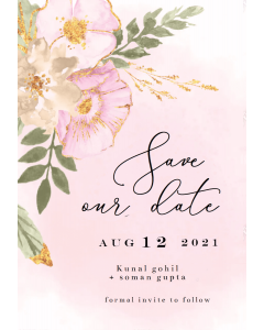 Customized Shabby Chic Flowers Save the Date Invitation Card