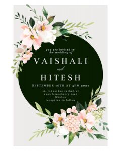 Pink Botanical Wreath  Wedding Invitation