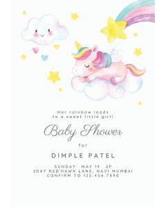 Sweet Unicorn  Baby Shower Invitation
