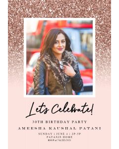 Rose Gold Glitter  Birthday Invitation