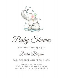 Elegant Elephant  Baby Shower Invitation