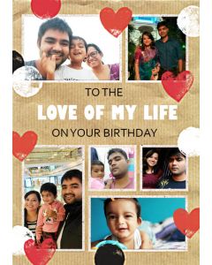 Stamped Hearts To The Love Of My Life Photo Birthday Card