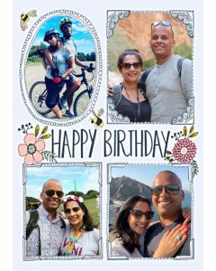 Flowers And Bumblebees Happy Birthday Multiphoto Card