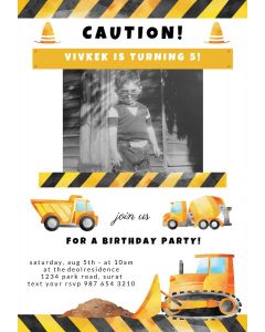 Construction  Birthday Invitation
