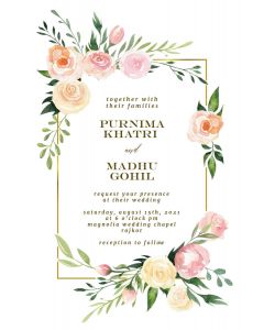Pink Botanical Wreath  Wedding Invitation1