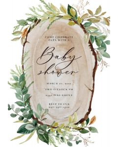 Wood Slice  Baby Shower Invitation