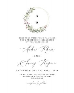Monogram Wreath  Wedding Invitation