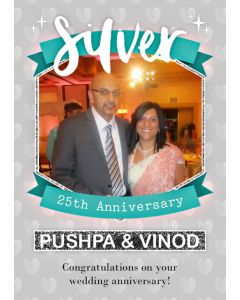 Photo Upload Silver 25th Anniversary Card
