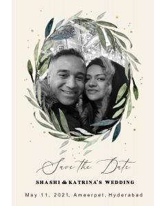 Olive Leaves Wreath Save the Date Photo Card