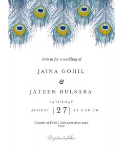 Peacock Feather  Wedding Invitation