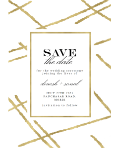 Buy Customized Golden Lines Save The Date Card Online