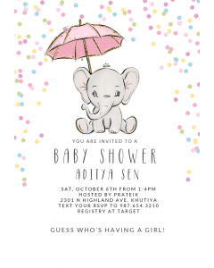 Cute Elephant Baby Shower Invitation