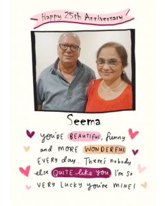 Happy Twenty Fifth Anniversary Photo Upload Anniversary Card