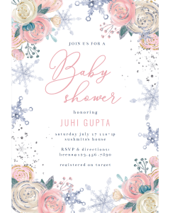 Winter Flowers Baby Shower Invitation