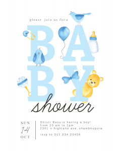 Watercolor Bear Baby Shower Invitation