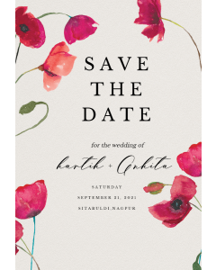 Buy Customized Red Poppies Save the Date Invitation Card