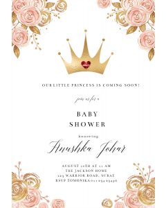 Pink & Gold Floral Princess  Baby Shower Invitation
