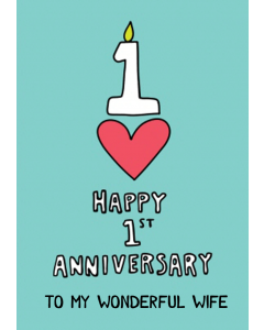 Wonderful Wife 1st Anniversary Card