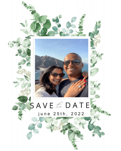 Customized Watercolor Eucalyptus Frame Save the Date Photo Card
