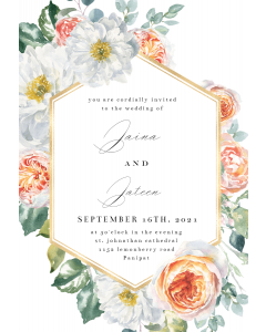 Watercolor Floral Geometric  Wedding Invitation