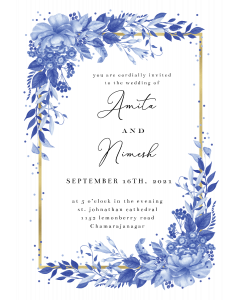 Surreal Indigo Bouquet  Wedding Invitation