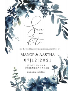 Buy Customized Indigo Flowers Save The Date Card Online