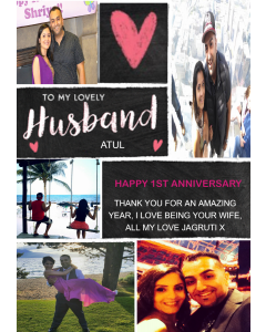 Chalkboard Photo Upload 1st Anniversary Card For Husband