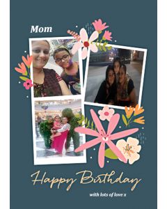 Floral Mum Happy Birthday Photo Upload Birthday Card
