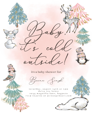 Winter Animals Baby Shower Invitation