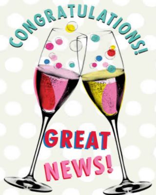 Modern Congratulations Great News Champagne Flutes Card