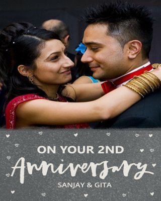 On Your Second Anniversary Photo Upload Card  2nd Anniversary
