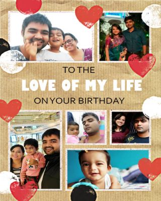 Stamped Hearts To The Love Of My Life Photo Birthday Card