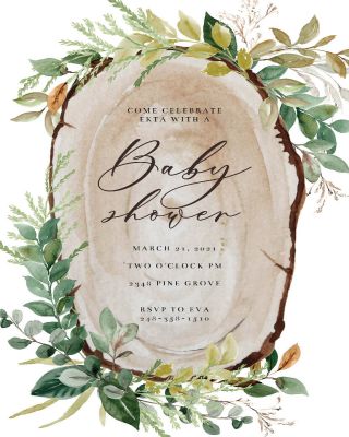 Wood Slice  Baby Shower Invitation