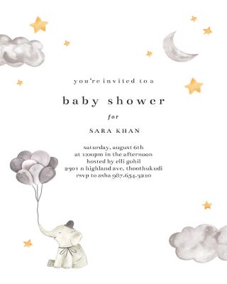 Fluffy Clouds  Baby Shower Invitation