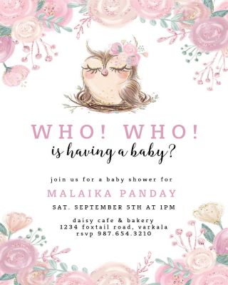 Owl Flowers  Baby Shower Invitation