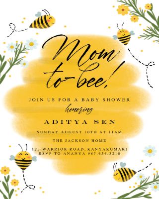 Bee Family  Baby Shower Invitation