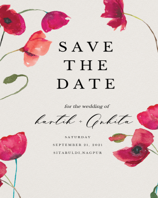 Buy Customized Red Poppies Save the Date Invitation Card