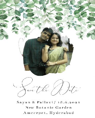 Customized Greenery eucalyptus rustic frame Save the Date Card