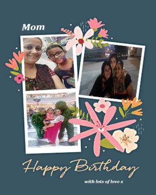 Floral Mum Happy Birthday Photo Upload Birthday Card